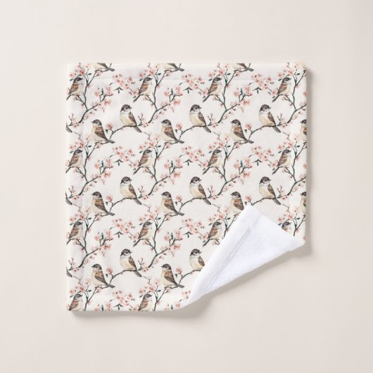 Charmante Pfeifen und Blüten Badhandtuch Set (Waschlappen)