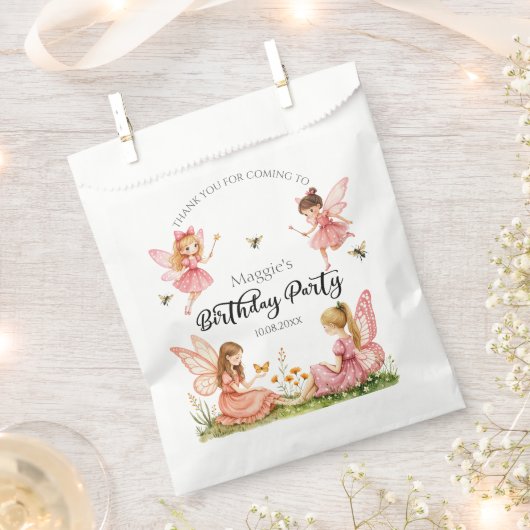Charmante Pink Fairies Woodland Geburtstagsparty Geschenktütchen (Ausgeschnitten)