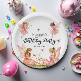 Charmante Pink Fairies Woodland Geburtstagsparty Pappteller