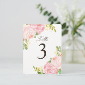 Charmante Pink Peony Tischnummer Cards (Stehend Vorderseite)