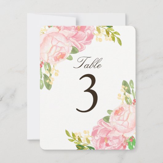 Charmante Pink Peony Tischnummer Cards (Vorderseite)