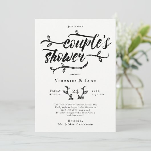 Charmante Pinselskriptdusche Einladung (Stehend Vorderseite)