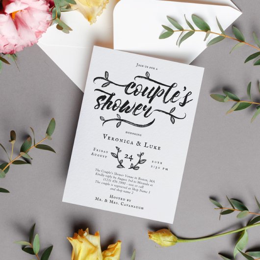 Charmante Pinselskriptdusche Einladung