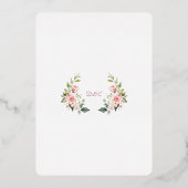 Charmante Rosa Blume Rose Gold Frame Hochzeit Folieneinladung (Rückseite)