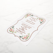 Charmante Rosa Blume Rose Gold Frame Hochzeit Folieneinladung (Gedreht)