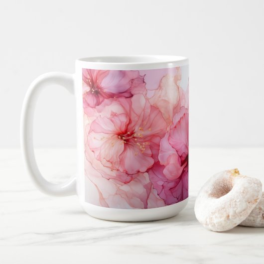 Charmante Rosa Tasse für Kaffee und Tee (Mit Donut)