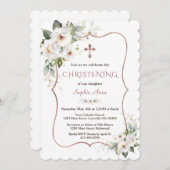 Charmante Rose Gold Weißcreme Blume Weihnachten Einladung (Vorne/Hinten)