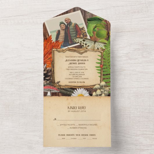 Charmante rustikale Waldlandschaft Inspiriert All In One Einladung (Innen Boden)