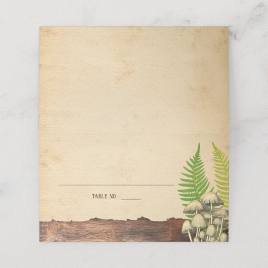 Charmante rustikale Waldlandschaft Inspiriert Platzkarte (Außenseite Aufgefaltet)