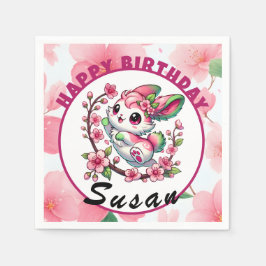 Charmante Sakura-Blüten für Geburtstagsfeiern Serviette