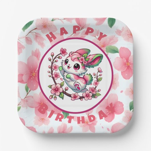 Charmante Sakura-Blüten Pappteller (Vorderseite)