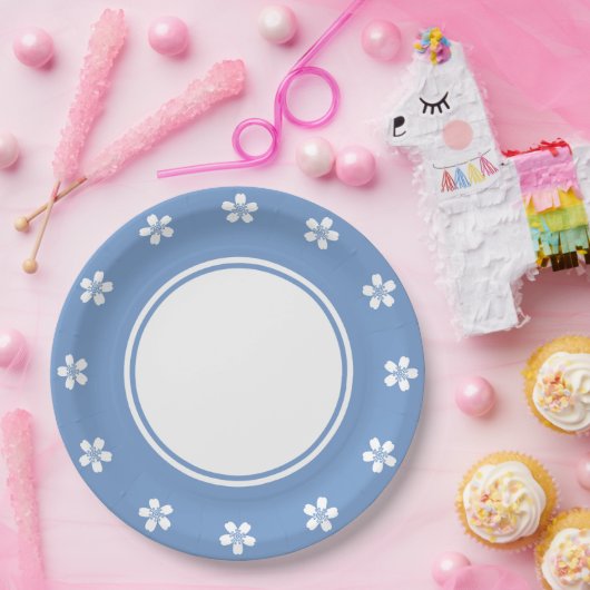 Charmante Sakura in Periwinkle Papierplatte Pappteller (Party)