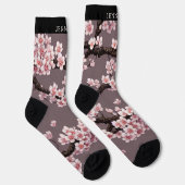 Charmante Sakura Kunst und Individuelle Name Socken (Rechts)