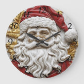 Charmante Santa Skulptur verkörpert Weihnachten Große Wanduhr (Vorderseite)