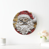 Charmante Santa Skulptur verkörpert Weihnachten Große Wanduhr (Zuhause)