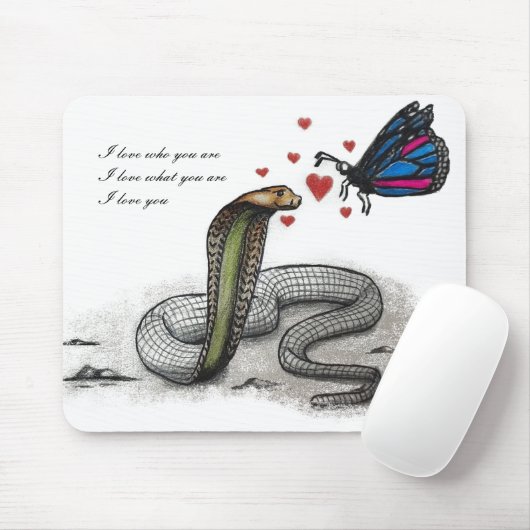 Charmante Schlange und Schmetterling-Liebe Mousepa Mousepad (Mit Mouse)