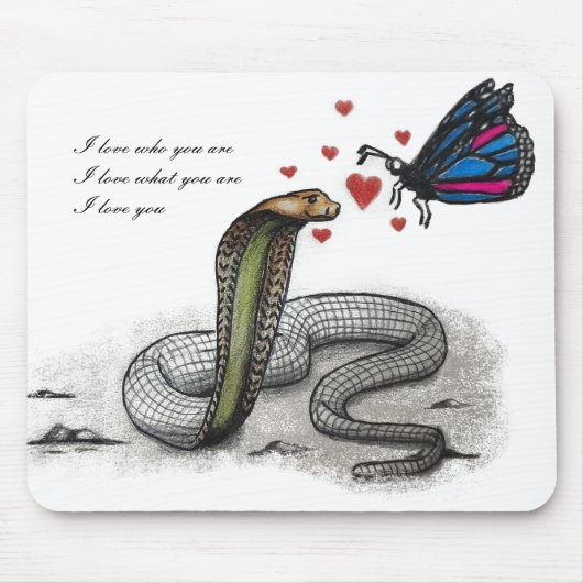 Charmante Schlange und Schmetterling-Liebe Mousepa Mousepad (Vorne)