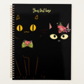 Charmante schwarze Katzen Gelbe Augen Planer (Vorderseite)