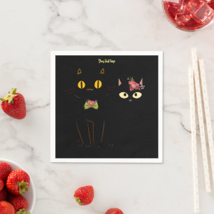Charmante schwarze Katzen Gelbe Augen Serviette