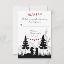 Charmante Silhouette Mountain Bears Hochzeit RSVP