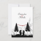 Charmante Silhouette Mountain Bears Hochzeit RSVP (Rückseite)