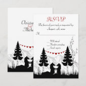 Charmante Silhouette Mountain Bears Hochzeit RSVP Karte (Vorne/Hinten)
