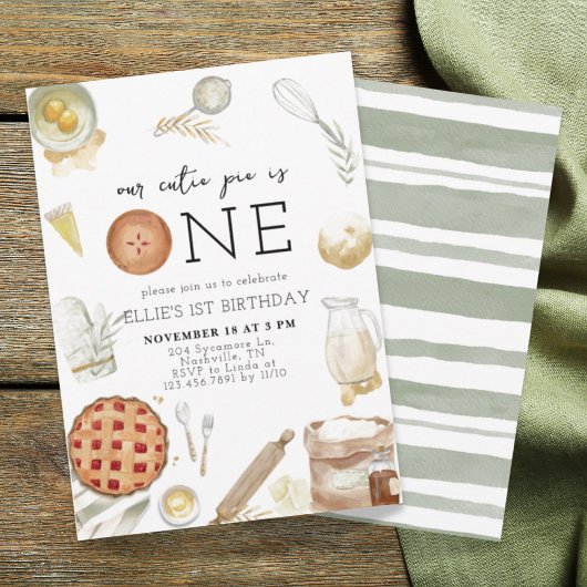 Charmante Süsse Pie First Geburtstag Einladung