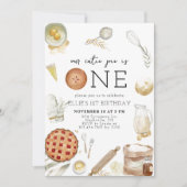 Charmante Süsse Pie First Geburtstag Einladung (Vorderseite)