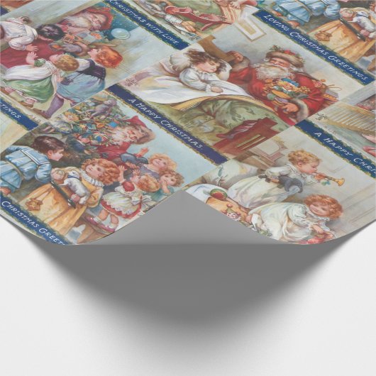 Charmante Viktorianische Kinder mit Weihnachten Geschenkpapier (Ecke)