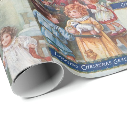 Charmante Viktorianische Kinder mit Weihnachten Geschenkpapier (Rolleneckpunkt)