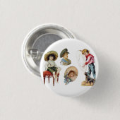Charmante Viktorianische Kinder und Hundekollektio Button (Vorne & Hinten)