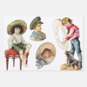 Charmante Viktorianische Kinder und Hundekollektio Geschenkpapier Set (Vorderseite 3)