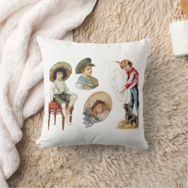 Charmante Viktorianische Kinder und Hundekollektio Kissen