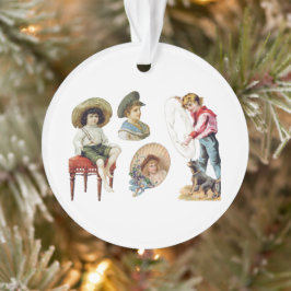 Charmante Viktorianische Kinder und Hundekollektio Ornament