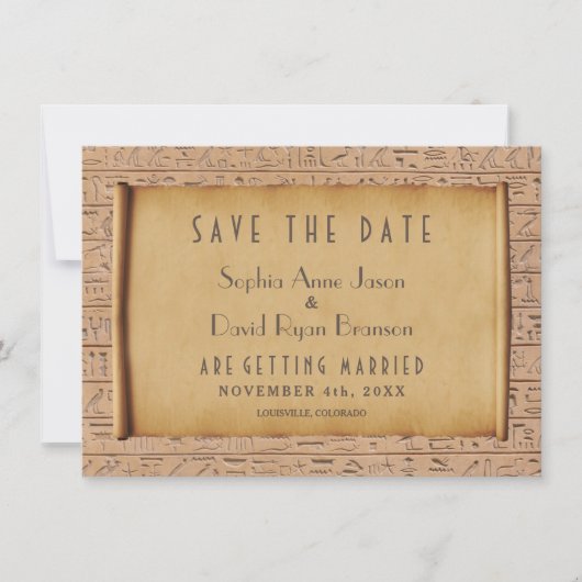 Charmante Vintage ägyptische Hochzeit Save The Date (Vorderseite)