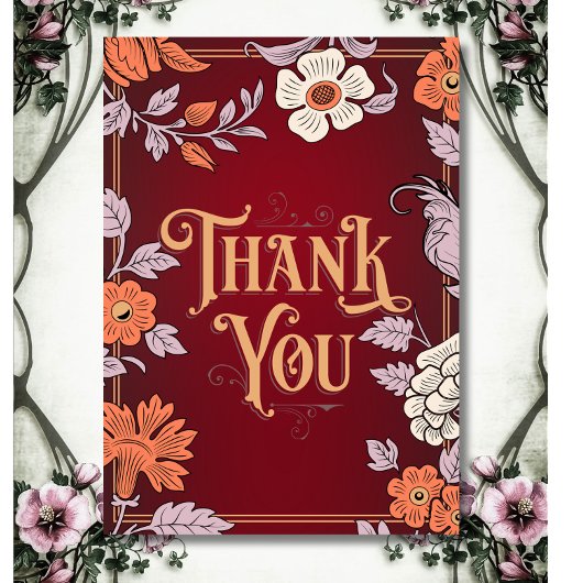 Charmante Vintage Blume Dankeskarte