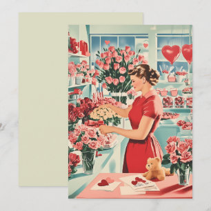 Charmante Vintage Blume Shop Szene Einladung