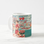 Charmante Vintage Blume Shop Szene Kaffeetasse (Vorderseite Links)