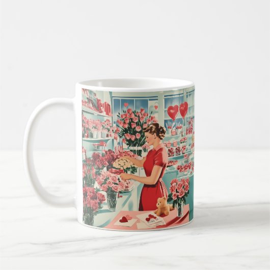 Charmante Vintage Blume Shop Szene Kaffeetasse (Links)