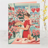 Charmante Vintage Blume Shop Szene Karte (Gelbe Blume)