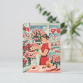 Charmante Vintage Blume Shop Szene Postkarte (Stehend Vorderseite)