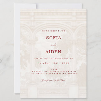 Charmante, vintage, bogenförmige Hochzeitseinladun