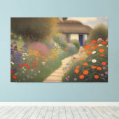 Charmante Vintage Hütte Landschaft Ölgemälde Leinwanddruck (Insitu (Holzboden))