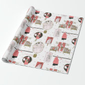 Charmante Vintage Mode-Illustrationen Geschenkpapier (Ungerollt)