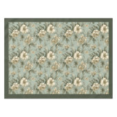 Charmante Vintage staubgrüne und goldene Blume Tischdecke (Vorderseite (Horizontal))
