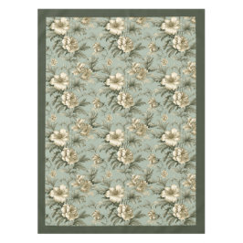 Charmante Vintage staubgrüne und goldene Blume Tischdecke