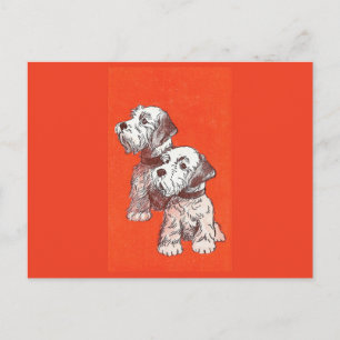 Charmante Vintage Terrierhunde Retro-Illustration Postkarte