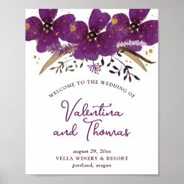 Charmante Violett-Aquarellfarben-Blume Hochzeitspo Poster