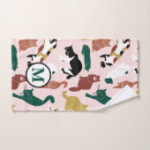 Charmante, von Hand gezeichnet Katzen auf rosa Hin Badhandtuch Set (Handtuch)