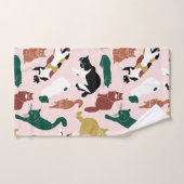 Charmante, von Hand gezeichnet Katzen auf rosa Hin Badhandtuch Set (Handtuch)